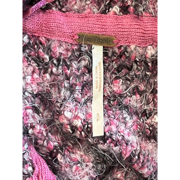 Free People Stellar Knit Pullover Sweater Pink Boucle Collared Button Size S - Picture 3 of 12